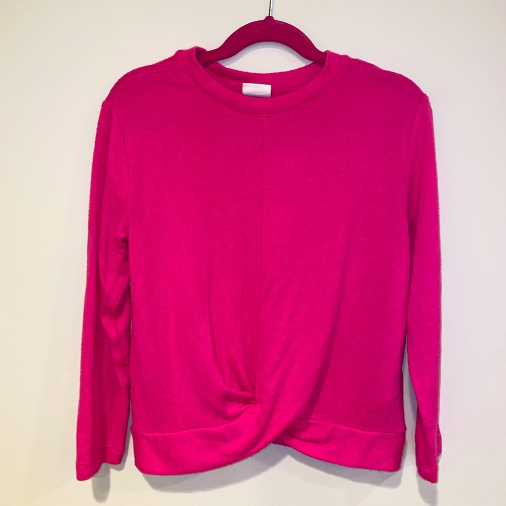 Girls Gap Kids long-sleeved pink top with twist waist.